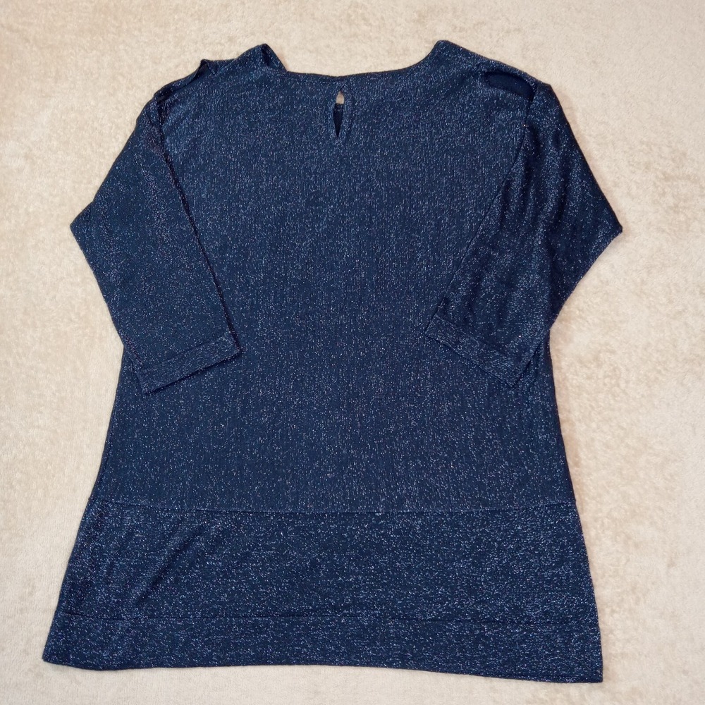 Soft Surroundings Tunic Round Neck Glitter‎ Style Top Navy Blue Medium - Picture 2 of 11